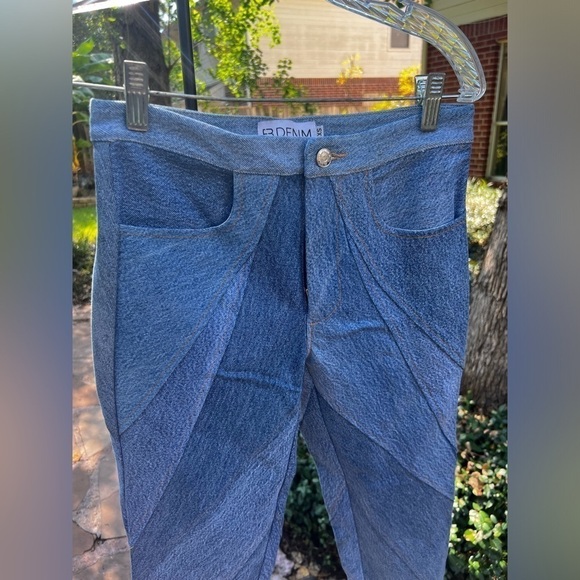 New EB Denim Patchwork Straight Leg Medium Wash Jeans Recycled Revolve XS - Picture 12 of 12